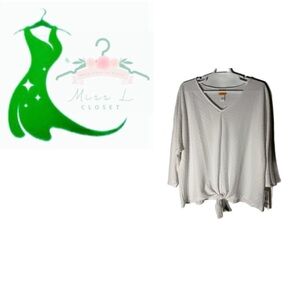 Ruby Rd. Cream Tie-Front Blouse